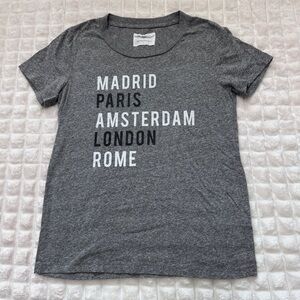 Sol Angeles Small Gray Graphic City T-Shirt ~ Madrid Paris Amsterdam London Rome